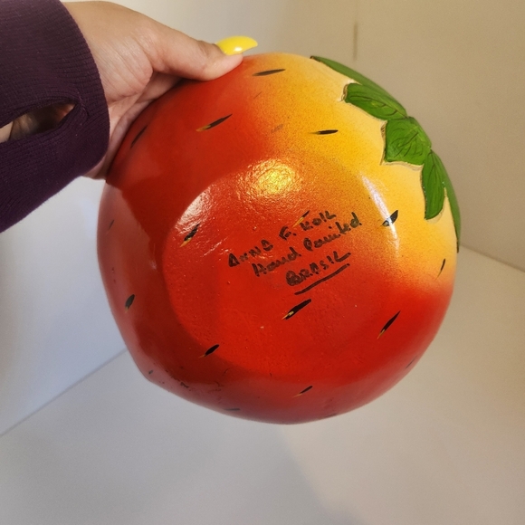 Vintage Red Strawberry Shaped Dessert Dish Plate Trinket Jewelry Candy Brazil - Picture 2 of 5